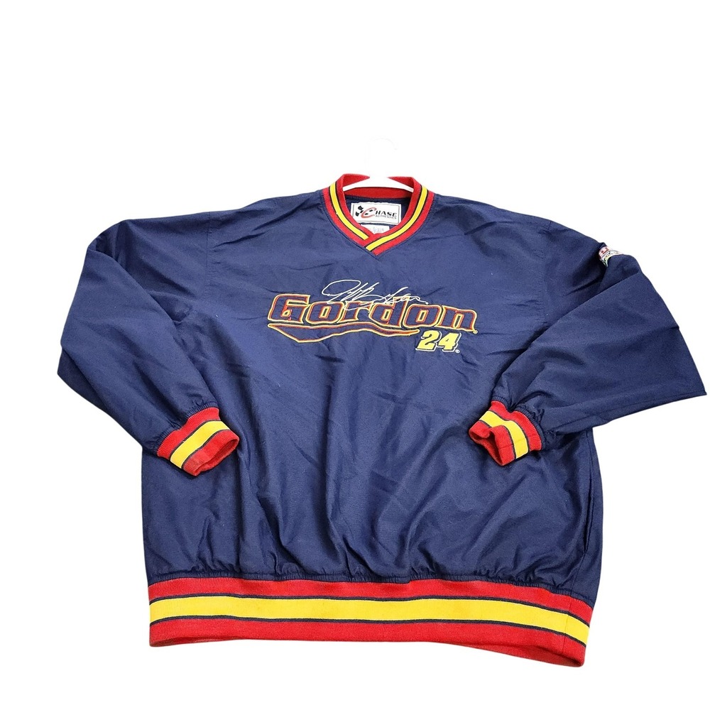 Vintage Jeff Gordon Racing Jacket Mens L Blue Nylon NASCAR 24 Chase Authentics